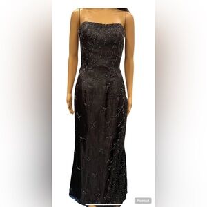 Chic Strapless Black Dress with Embellishments